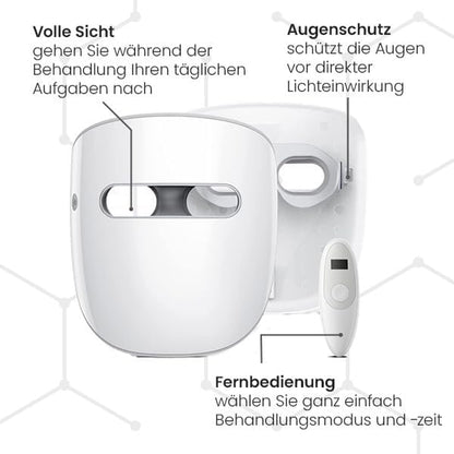 Masque LED Visage - Lumière Rouge, Bleue Et NIR Pour Anti-Âge, Réduction Des Rides Et Traitement De L'Acné. Sans Fil Et Portable.