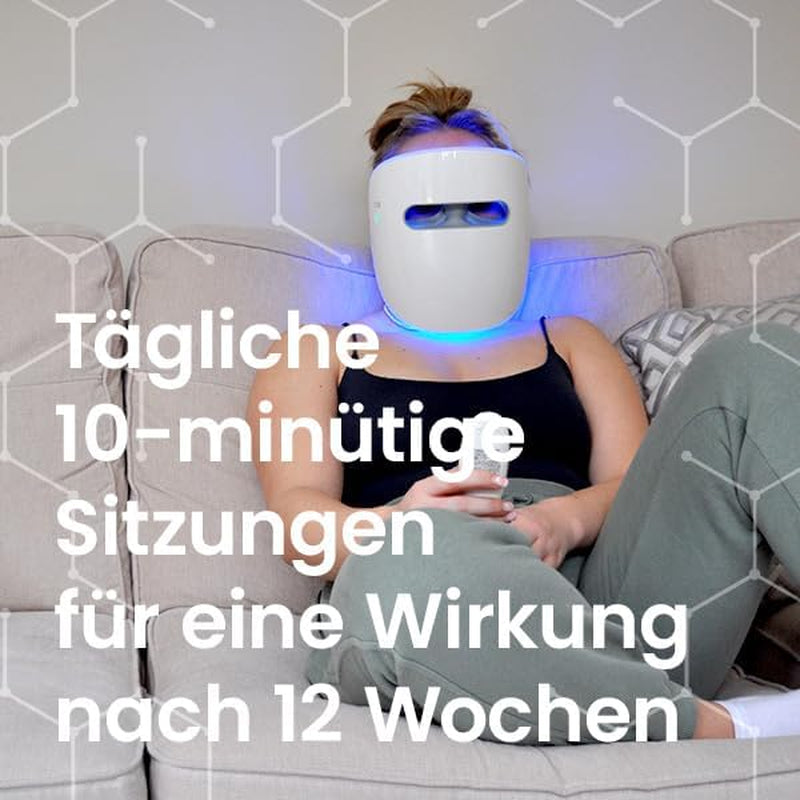 Masque LED Visage - Lumière Rouge, Bleue Et NIR Pour Anti-Âge, Réduction Des Rides Et Traitement De L'Acné. Sans Fil Et Portable.