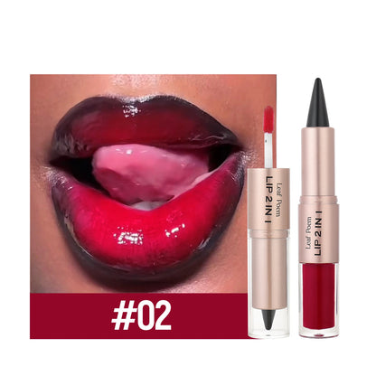Black Brown Tapered Lip Liner Contour Pencil Double Head Mirror Plumping Lip Glaze Crystal Lip Gloss Sexy Red Lips Tint Makeup
