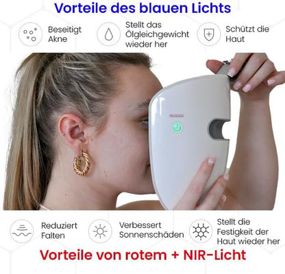 Masque LED Visage - Lumière Rouge, Bleue Et NIR Pour Anti-Âge, Réduction Des Rides Et Traitement De L'Acné. Sans Fil Et Portable.